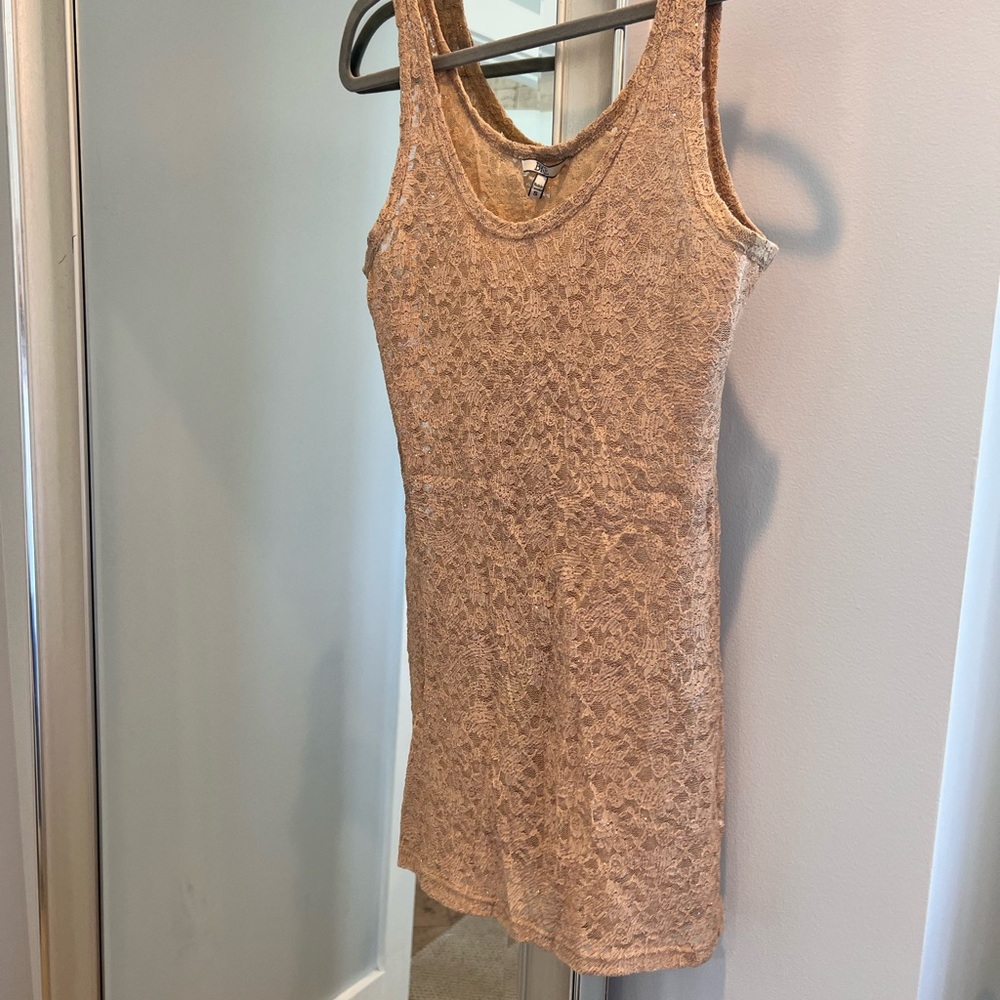 Sparkly Gold Lace Tank, Size S